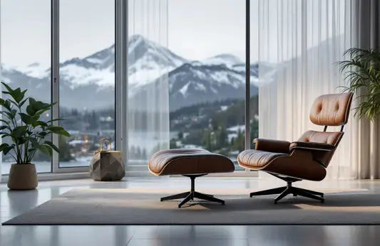 Eames Lounge Chair Replica in premium leather with ottoman from Interior Furnishes