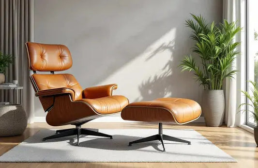 Charles Eames Lounge Chair and Ottoman – Iconic Mid-Century Modern Chair in Rosewood and Leather from Interior Furnishes, Luxury Designer Seating for Living Room or Office