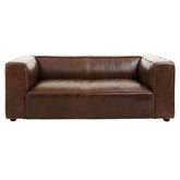 Brown Leather Sofa – Modern Minimalist 2 Seater Leather Couch for Living Room