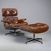 Iconic Eames Style Premium XL Lounge Chair and Ottoman - Walnut Wood | Waxed Vintage Tan
