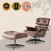 Eames Inspired Lounge Chair - Walnut Veneer & Dark Brown Leather | Classic Design for Your Home