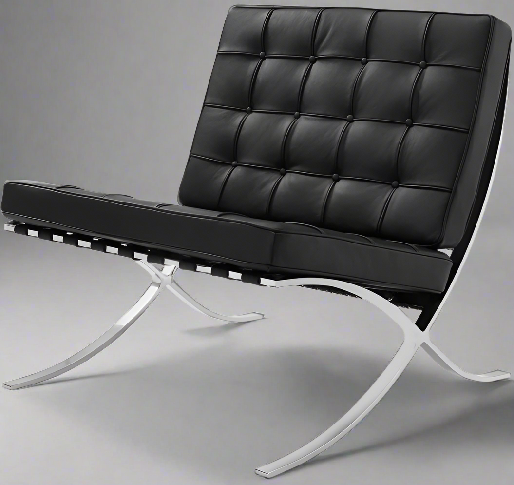 Premium Barcelona Chair - Italian Leather |  Interior Furnishes | Black - Premium Barcelona Chairs from Interior Furnishes - Just $425.00! Shop now at Interior Furnishes