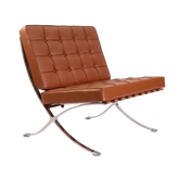 premium tan brown barcelona pavilion chair with ottoman - replica - Interior Furnishes