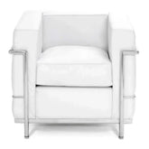LC2 Armchair Sofa in White Leather – 1 Seater Inspired Modern Design Sofa