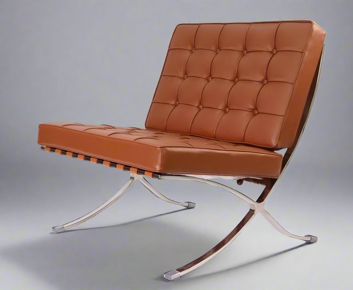 Premium Barcelona Chair - Italian Leather |  Interior Furnishes | Tan Brown - Premium Barcelona Chairs from Interior Furnishes - Just $425.00! Shop now at Interior Furnishes