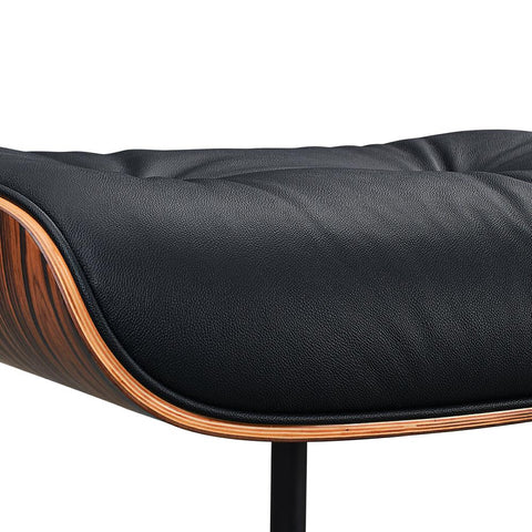 Eames Style XL Version Lounge Chair and Ottoman - Rosewood Black and White leather