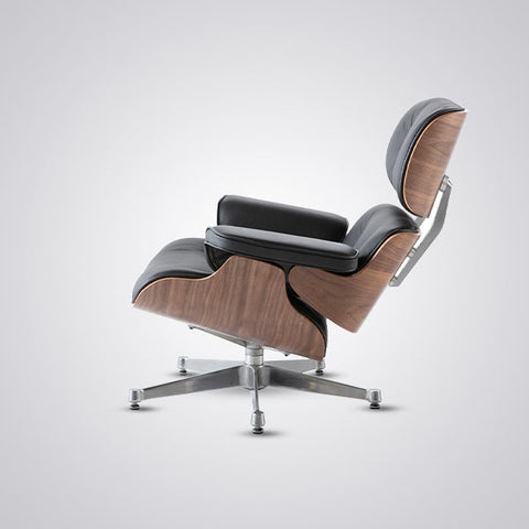 Mid-Century Modern Eames Lounge Chair & Ottoman Walnut Wood - Tan Brown