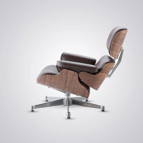 Mid-Century Modern Eames Lounge Chair & Ottoman Walnut Wood - Tan Brown