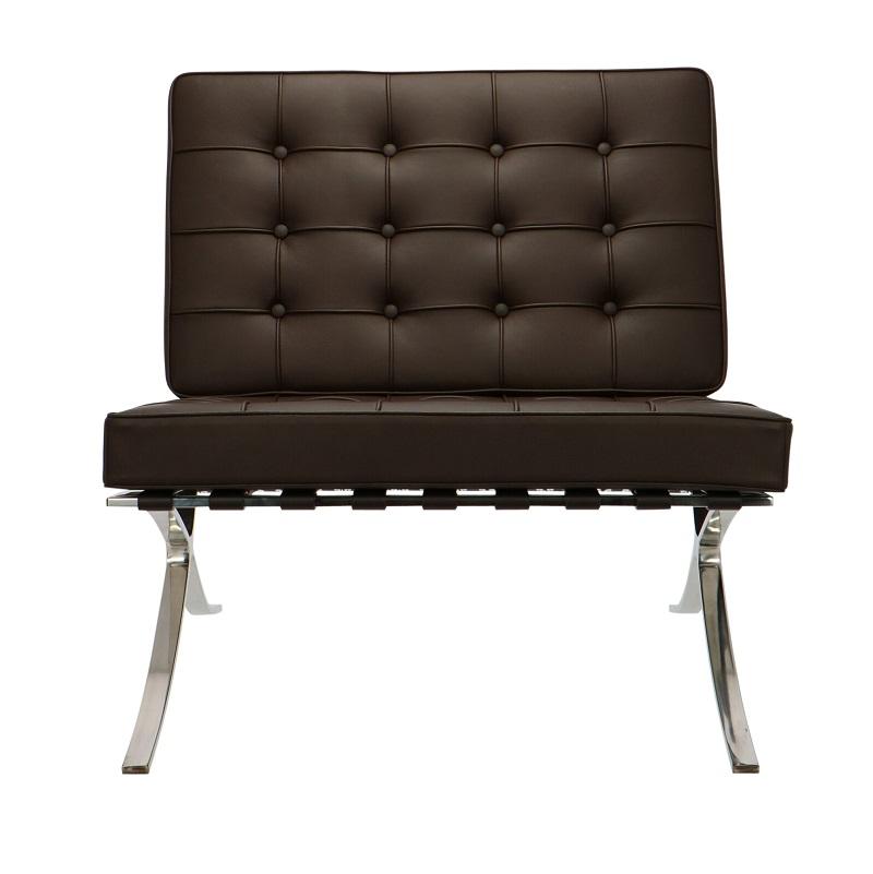 Mies Barcelona Pavilion Chair - Premium Italian Leather | Chocolate Brown Interior Furnishes