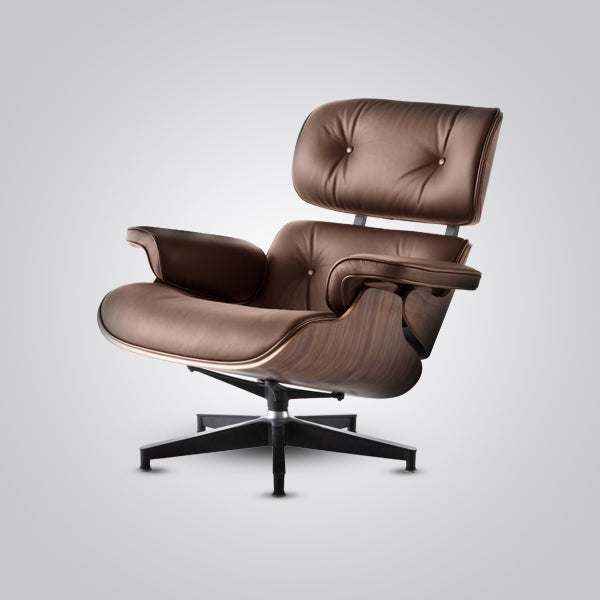 Mid-Century Modern Eames Lounge Chair & Ottoman Walnut Wood - Tan Brown