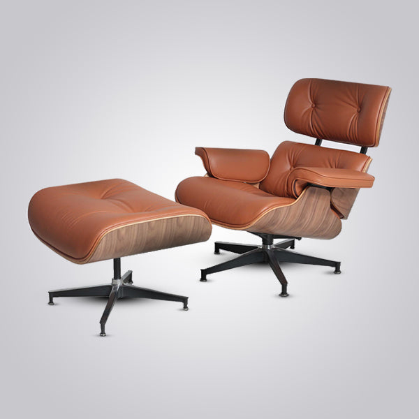 Mid-Century Modern Eames Lounge Chair & Ottoman Walnut Wood - Chocolate Brown