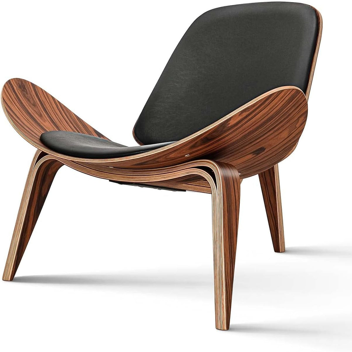 Hans Wegner Shell Chair CH07 - Walnut Wood | Black Interior Furnishes