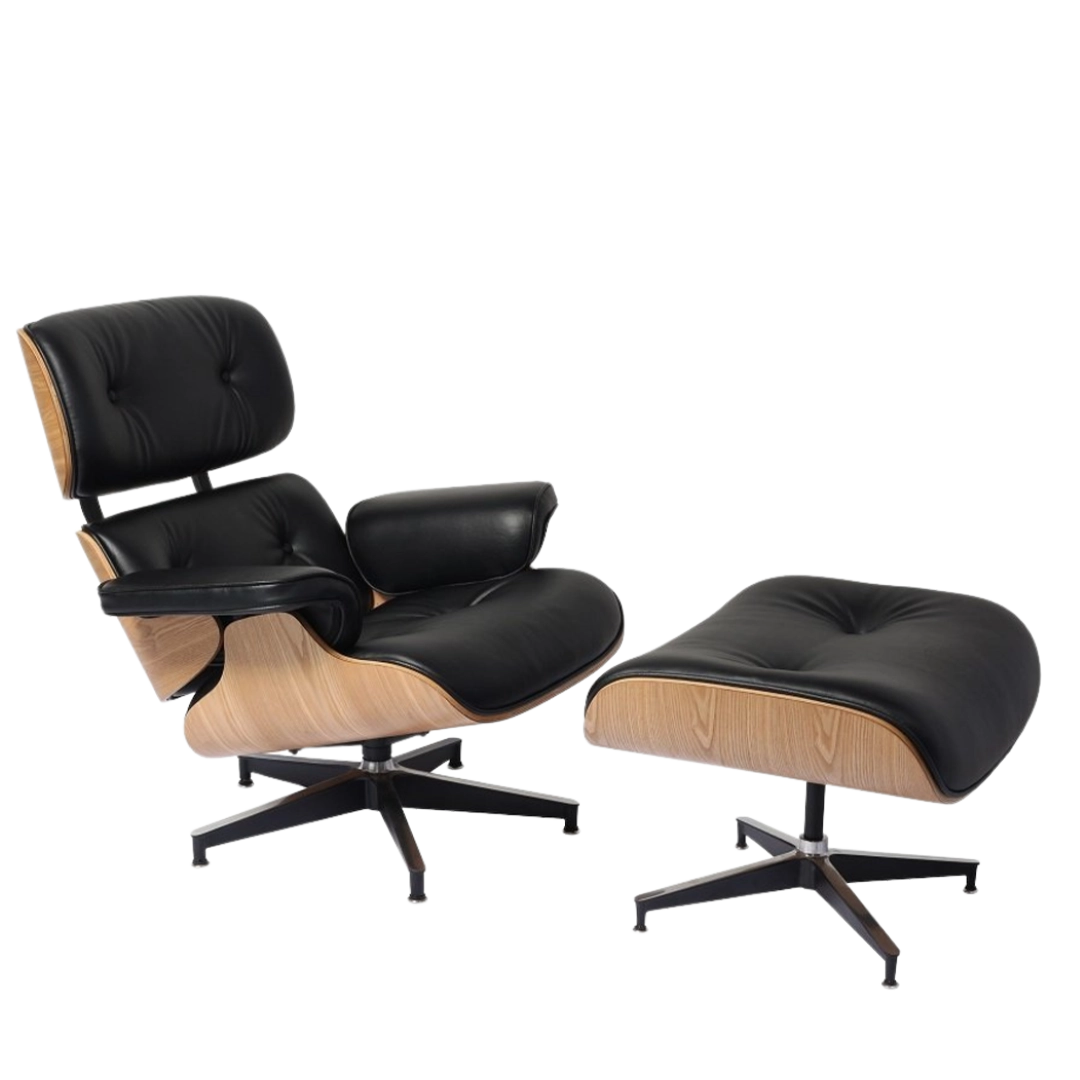 Iconic Design Charles Eames Lounge Chair & Ottoman – Ash Wood  Black