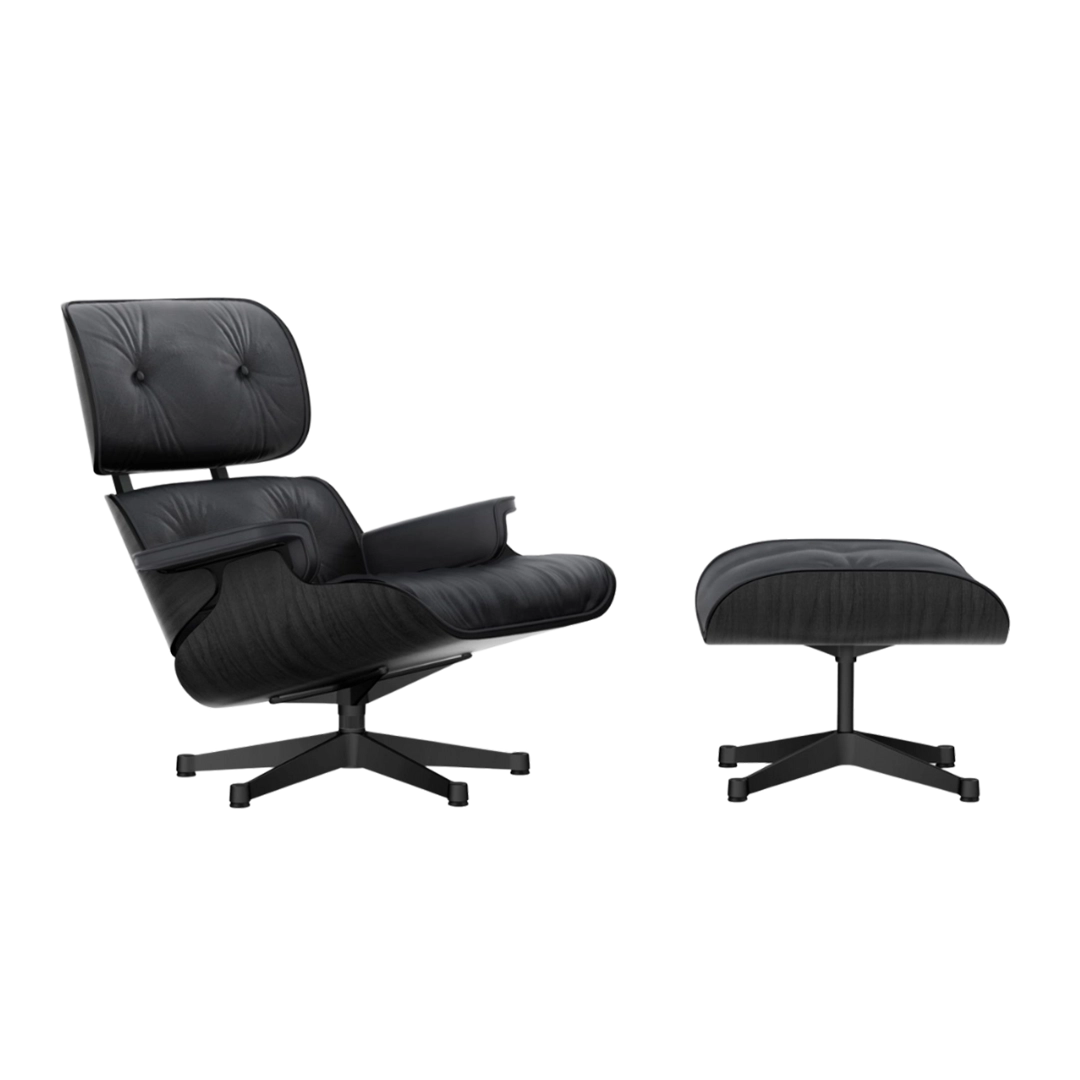 Iconic Design Charles Eames Lounge Chair & Ottoman – Ebony Ash Wood Itealian Leather