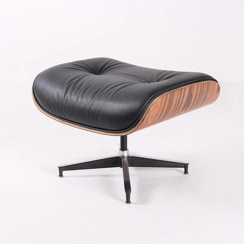 Eames Style XL Version Lounge Chair and Ottoman - Rosewood Black and White leather