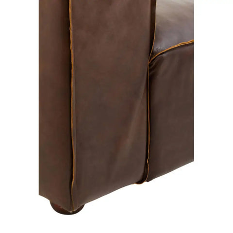 Brown Leather Sofa – Modern Minimalist 2 Seater Leather Couch for Living Room