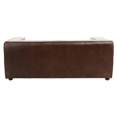 Brown Leather Sofa – Modern Minimalist 2 Seater Leather Couch for Living Room