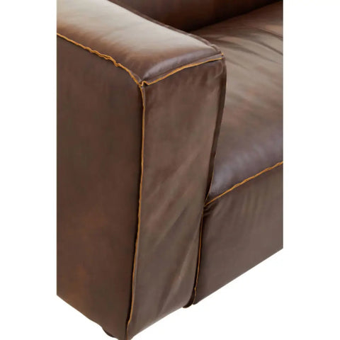 Brown Leather Sofa – Modern Minimalist 2 Seater Leather Couch for Living Room
