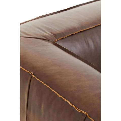 Brown Leather Sofa – Modern Minimalist 2 Seater Leather Couch for Living Room