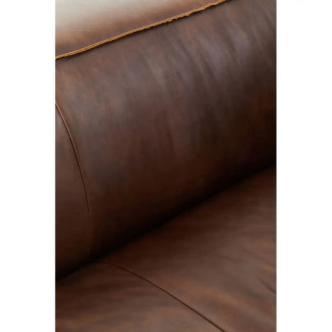 Brown Leather Sofa – Modern Minimalist 2 Seater Leather Couch for Living Room