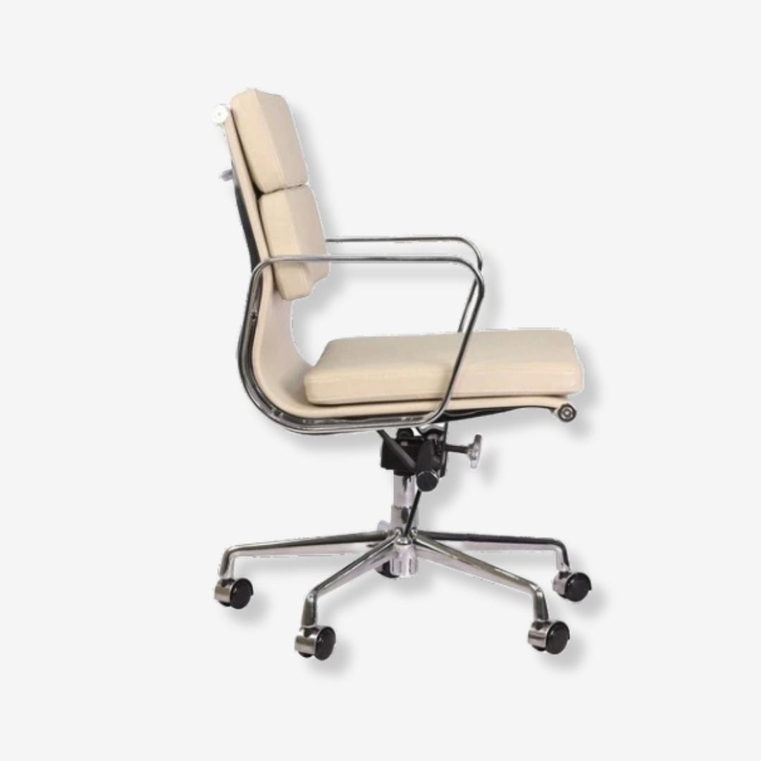 Eames Stylish Soft Pad Office Chair EA 217 - Low Back | Camel Leather