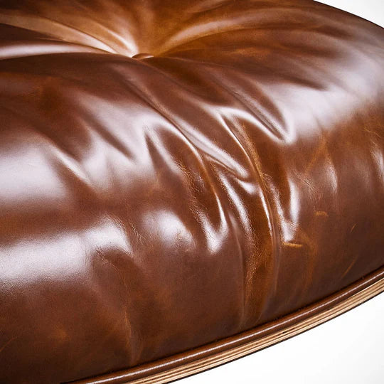 Iconic Eames Style Premium XL Lounge Chair and Ottoman - Walnut Wood | Waxed Vintage Tan