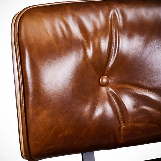 Iconic Eames Style Premium XL Lounge Chair and Ottoman - Walnut Wood | Waxed Vintage Tan