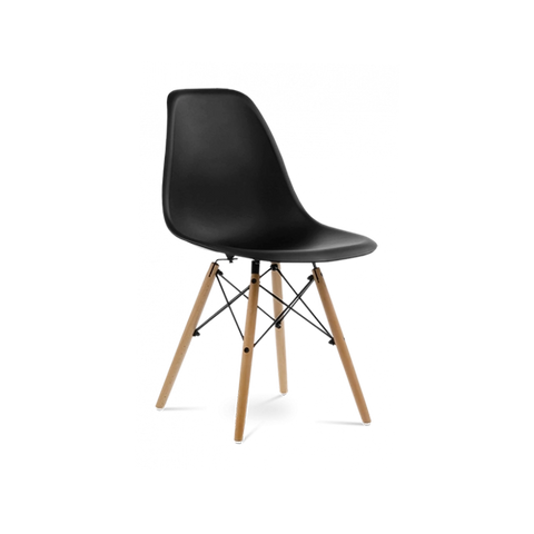 Eames DSW Black 1950s Dowel Side Dining Chair - Modern Kitchen and Dining Room Chair