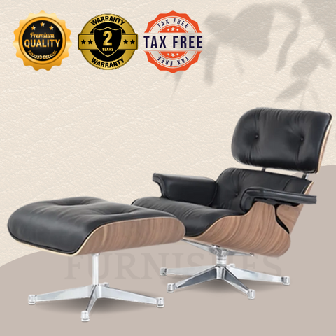 Replika des Charles Eames Lounge Chairs – Walnussfurnier Weiß