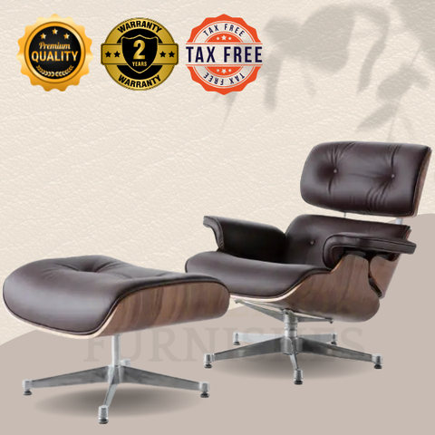 Replika des Charles Eames Lounge Chairs – Walnussfurnier Weiß