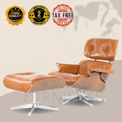 Replika des Charles Eames Lounge Chairs – Walnussfurnier Weiß
