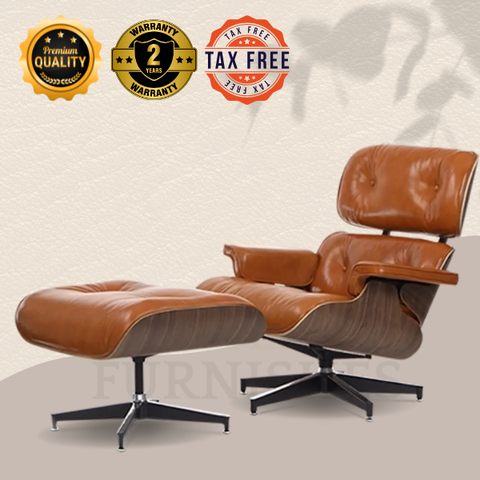 Replika des Charles Eames Lounge Chairs – Walnussfurnier Weiß