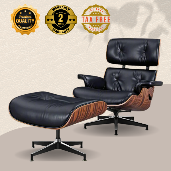 Eames Lounge Chair replica Tall Version - Rosewood Veneer Black
