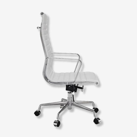 Eames Thin Pad Office Chair EA 119 - High Back Support | White Leather