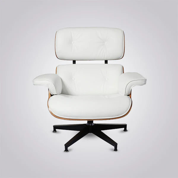 Eames Style XL Version Lounge Chair and Ottoman - Rosewood Black and White leather