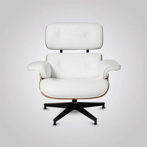 Eames Style XL Version Lounge Chair and Ottoman - Rosewood Black and White leather