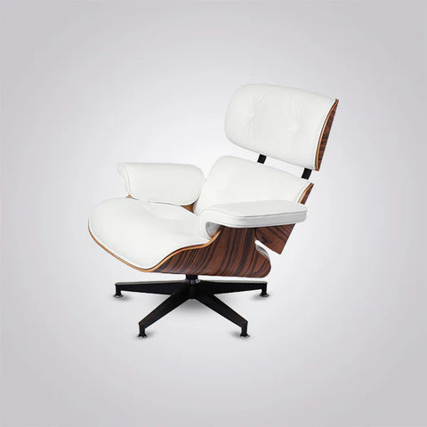 Eames Style XL Version Lounge Chair and Ottoman - Rosewood Black and White leather