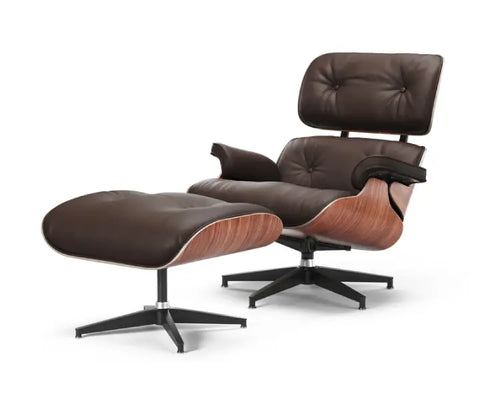 Eames Replica Lounge Chair and Ottoman – Rosewood Veneer Chocolate Brown