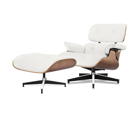 High Quality Eames Lounge Chair Replica – Walnut Veneer White