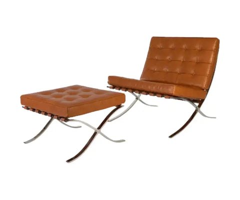 Inspired by Mies van der Rohe Barcelona chair replica – White Italian Leather