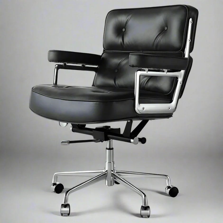 Eames Style Executive Lobby Office Chair - ES104 | Black Leather Interior Furnishes