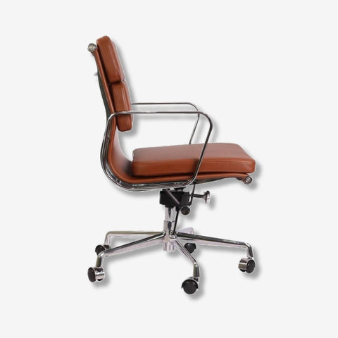 Eames Stylish Soft Pad Office Chair EA 217 - Low Back | Camel Leather