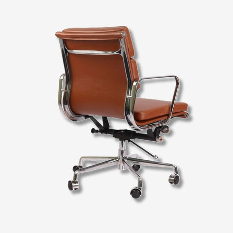 Eames Stylish Soft Pad Office Chair EA 217 - Low Back | Camel Leather