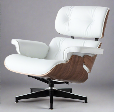 Mid-Century Modern Eames Lounge Chair & Ottoman Walnut Wood - Tan Brown