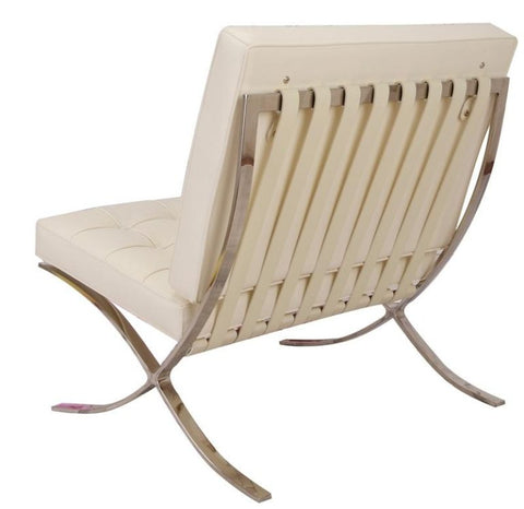 Mies Barcelona Pavilion Chair - Premium Italian Leather | Cream Interior Furnishes