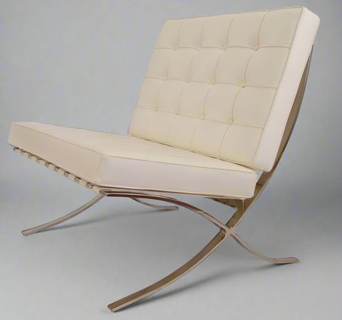 Premium Barcelona Chair - Italian Leather |  Interior Furnishes | Cream - Premium Barcelona Chairs from Interior Furnishes - Just $425.00! Shop now at Interior Furnishes