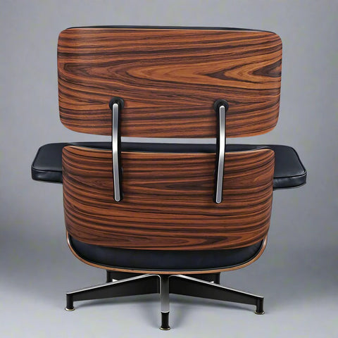 Eames Style XL Version Lounge Chair and Ottoman - Rosewood Black and White leather