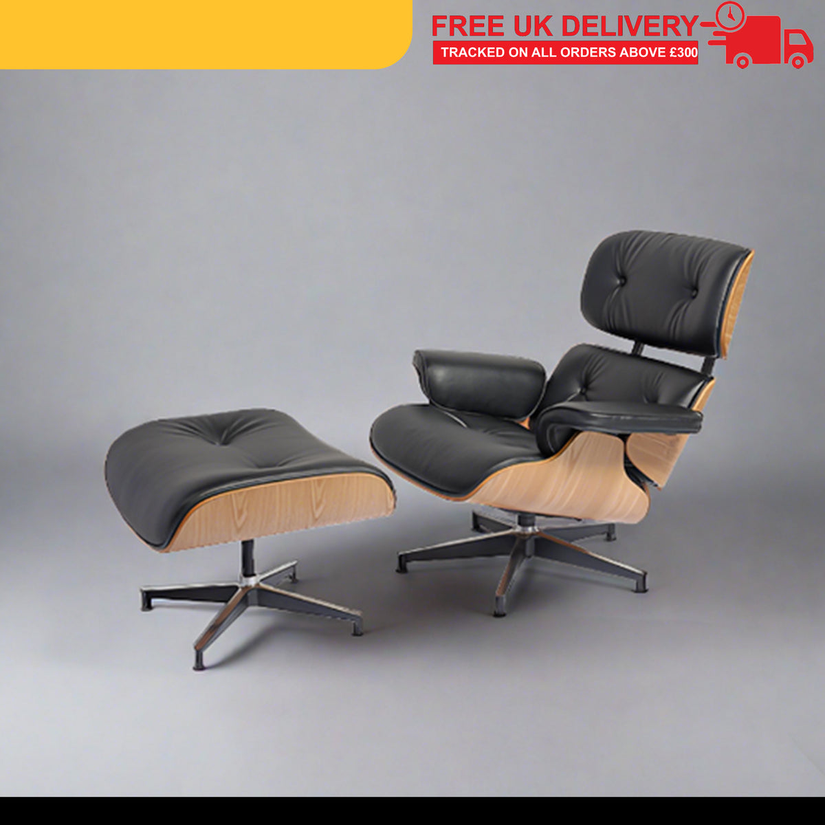 Iconic Design Charles Eames Lounge Chair & Ottoman – Ash Wood  Black