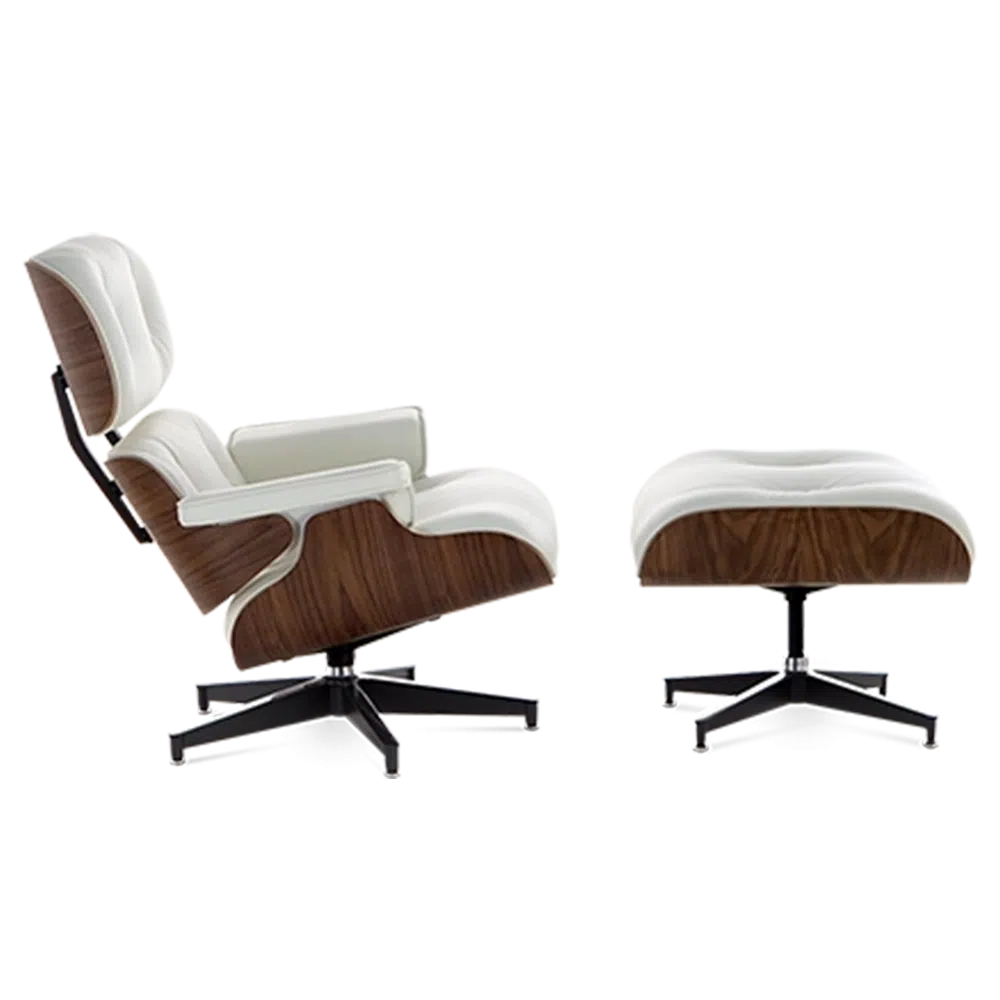 Iconic Design Charles Eames Lounge Chair & Ottoman – Walnut Wood White