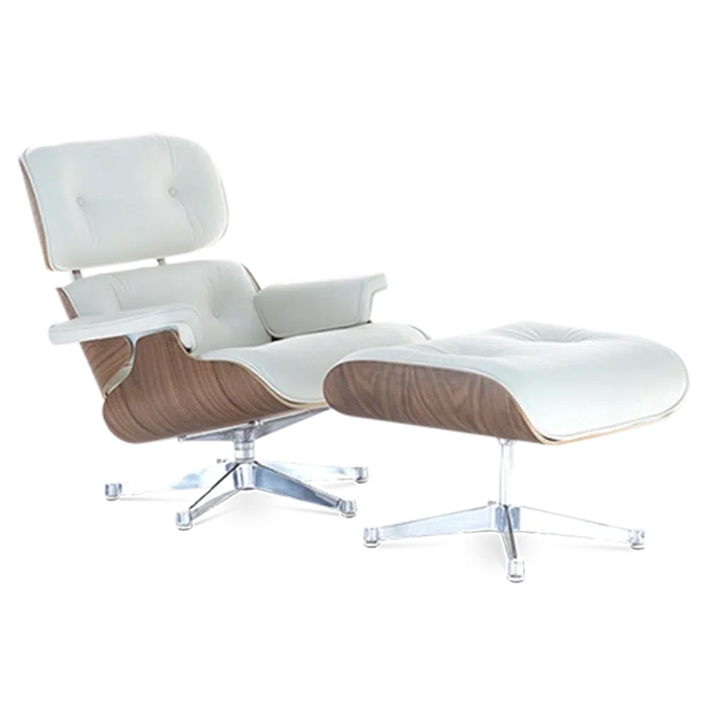 Iconic Design Charles Eames Lounge Chair & Ottoman – Walnut Wood White